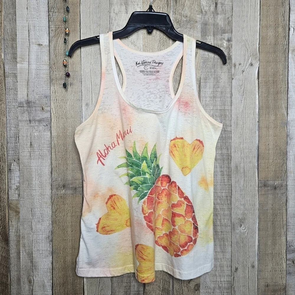 Kai Wahine Designs handmade design Pullover tank top Pineapple size Large